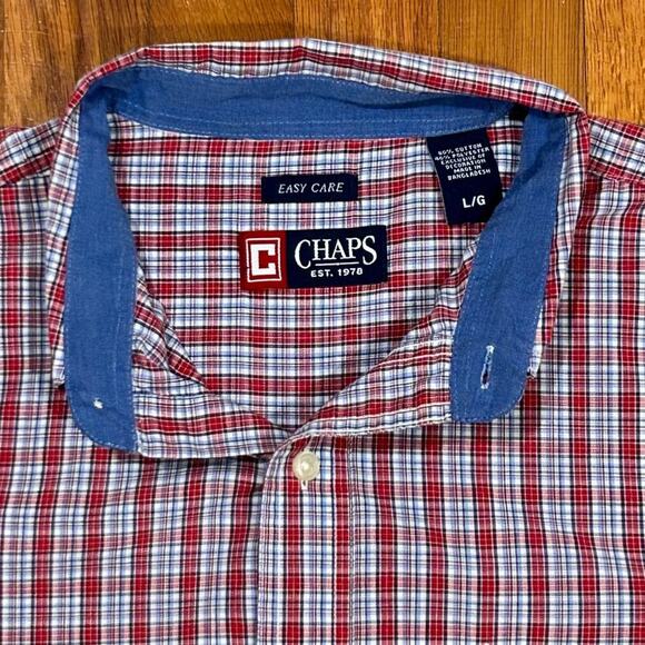 Vintage 90s Ralph Lauren Chaps Checkered Short Sleeve Shirt – Size Large - Picture 3 of 13